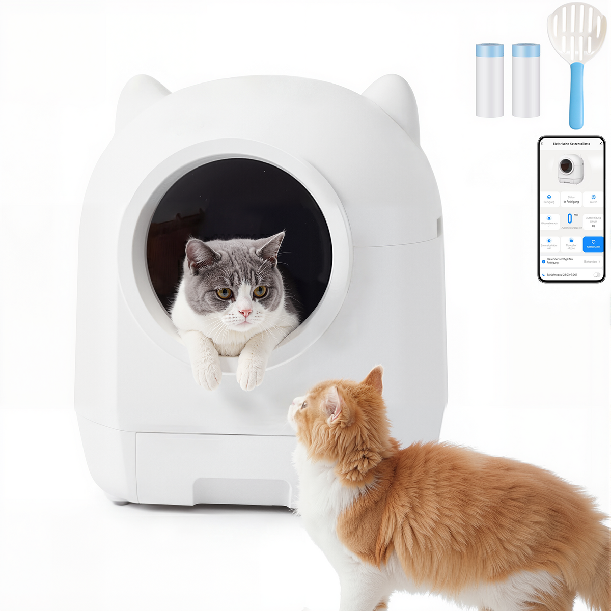 Geschlossene selbstreinigende Katzentoilette mit App & Dual-Geruchskontrolle