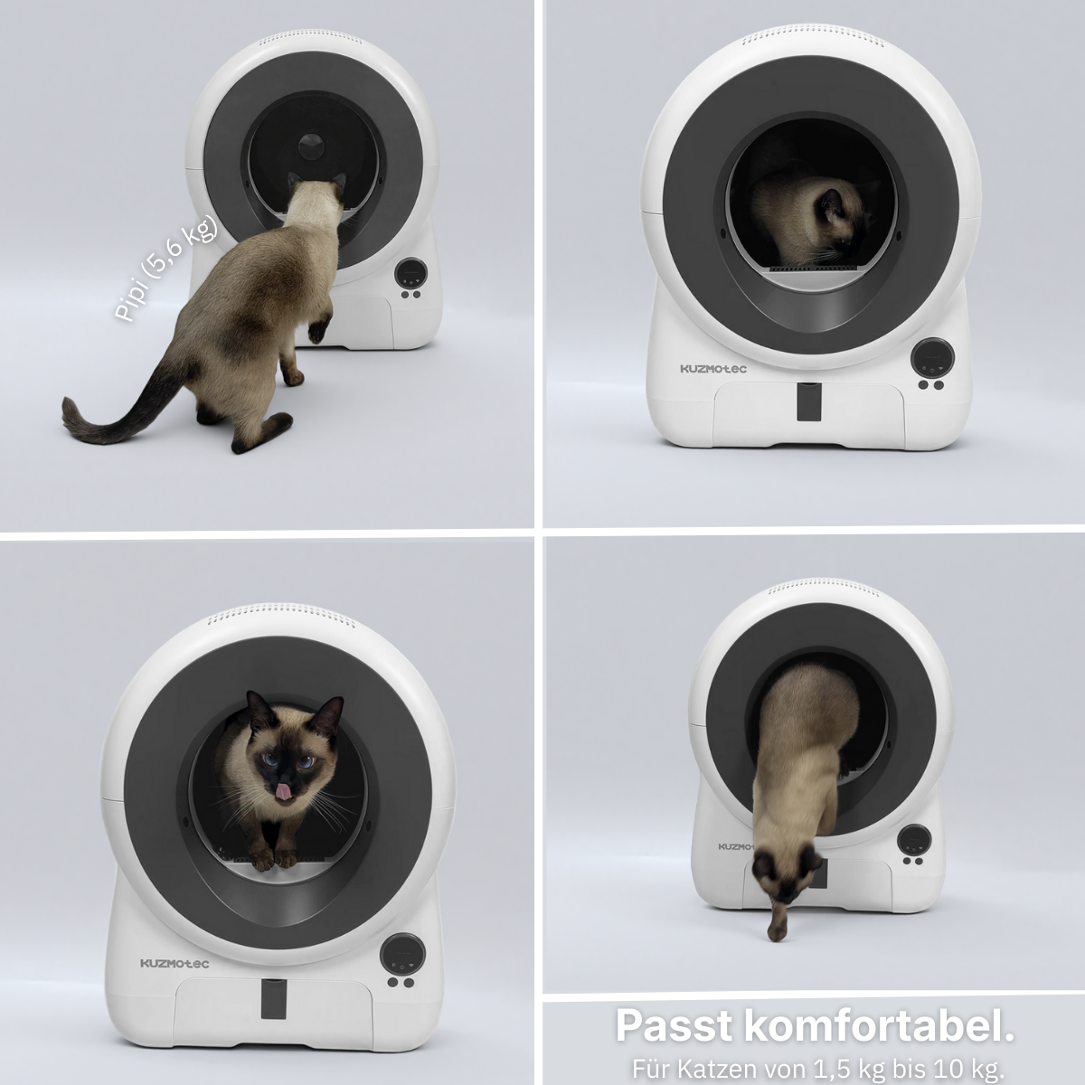 Smart Litter Box cozyclean 1 Gray Side View kuzmotec 4cat