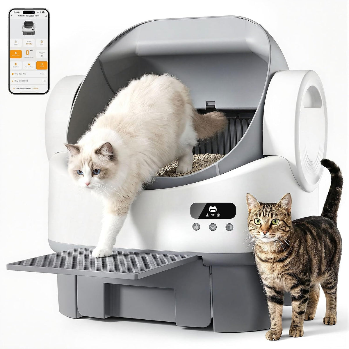 Nische 1353 – Halboffene Katzentoilette mit App und Streuschutz