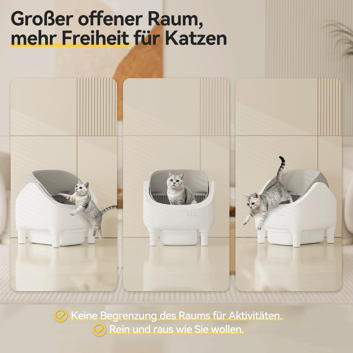 Offener Toilettenbereich zum Einsteigen und Verlassen