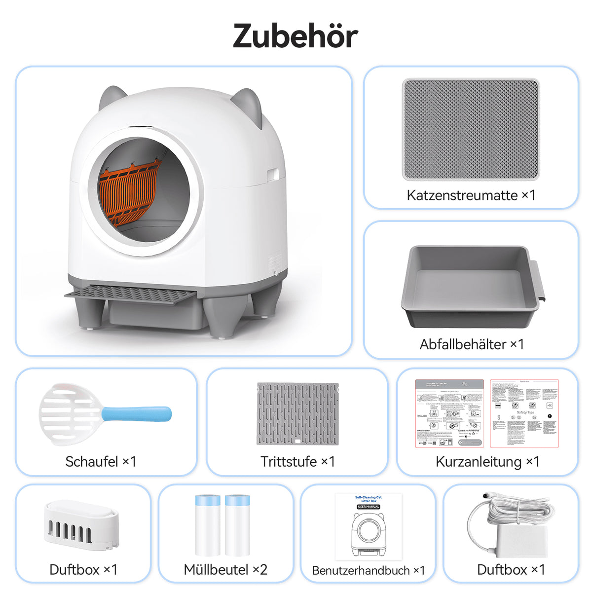 Selbstreinigende Katzentoilette 90 L mit 9-fach Sicherheitssystem