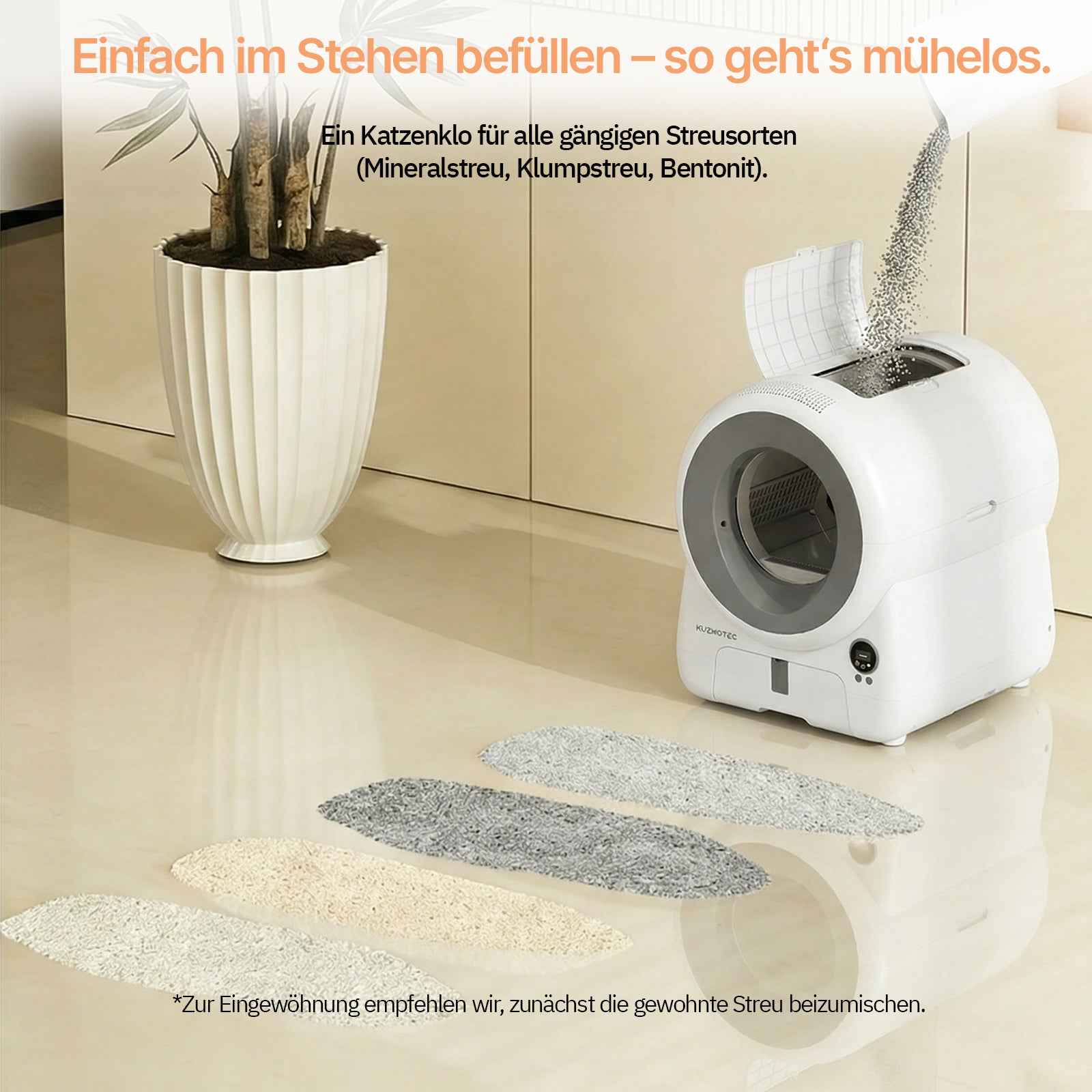 Smart Litter Box  cozyclean 1 Gray  Side View kuzmotec Cat litter