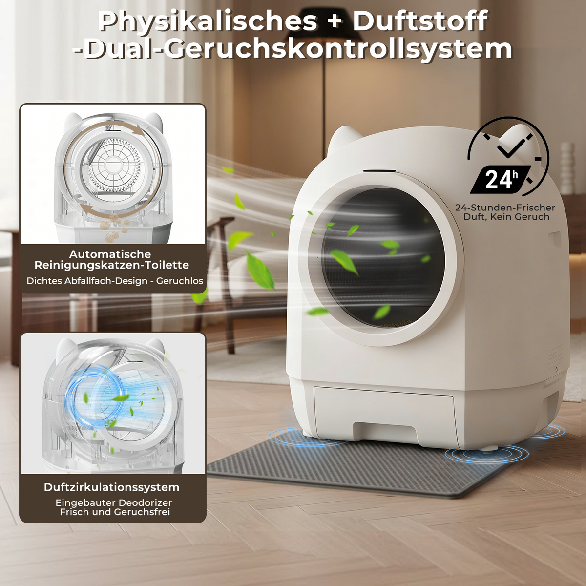 Geschlossene selbstreinigende Katzentoilette mit App & Dual-Geruchskontrolle
