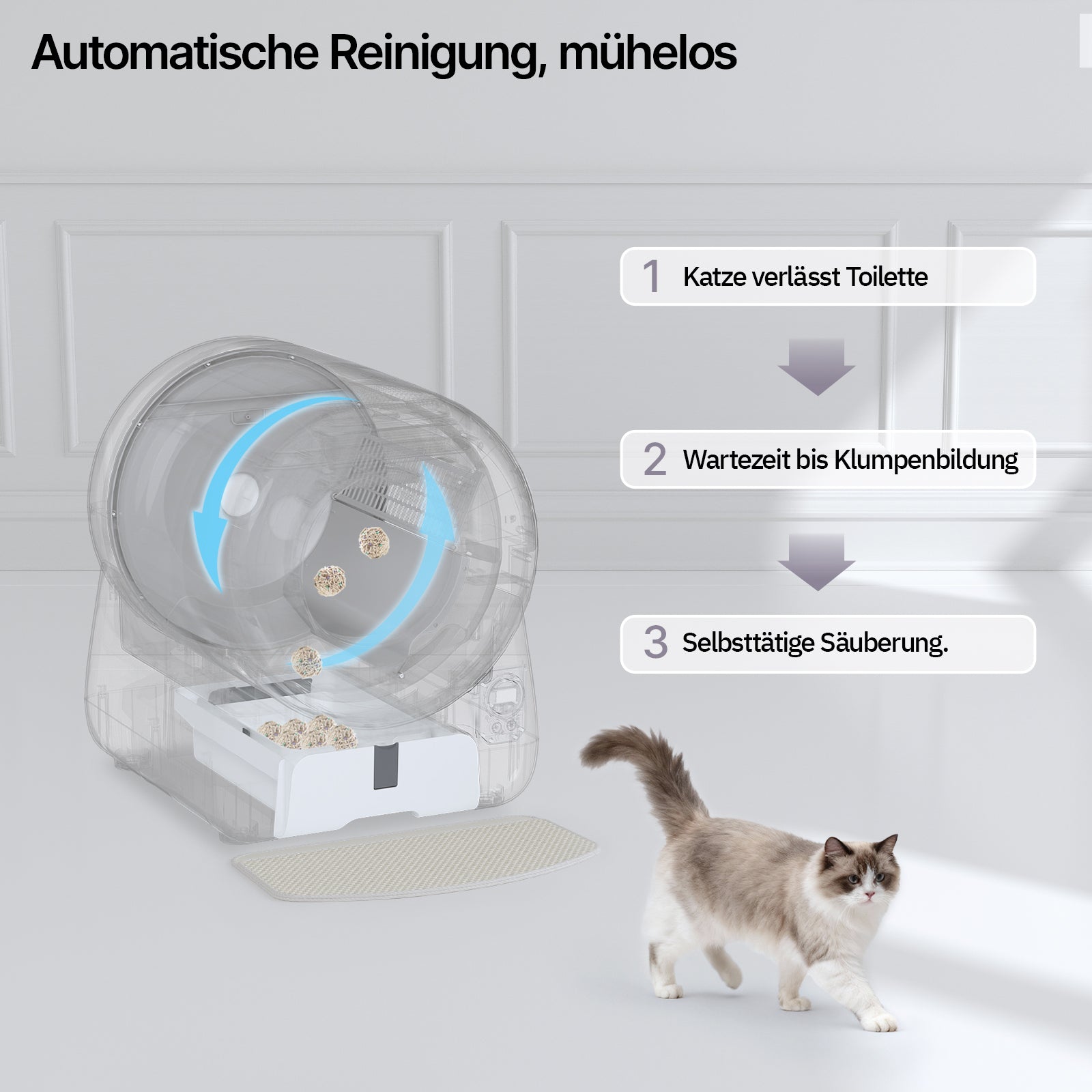 Smart Litter Box  cozyclean 1 Gray  Side View kuzmotec Rotate