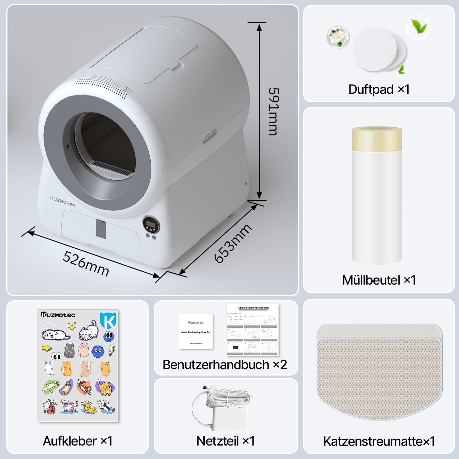 Smart Litter Box  cozyclean 1 Gray  Front View kuzmotec  Accessories