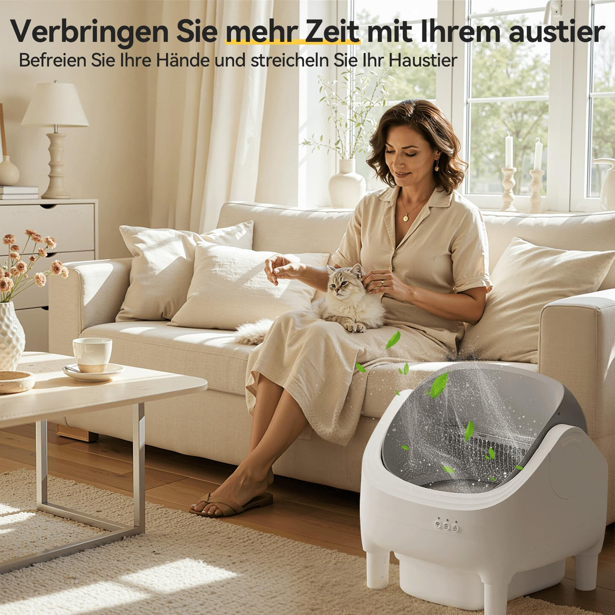 Offene Katzentoilette im Wohnbereich